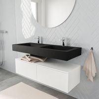 Mondiaz Alan badmeubel 120 cm talc 2 lades vrijhangend wastafel dubbel 2 kraangaten zwart