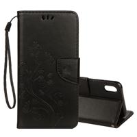 Reliëf vlinder patroon horizontale Flip lederen draagtas met kaartsleuf & houder & portemonnee & Lanyard voor iPhone XS Max (zwart)