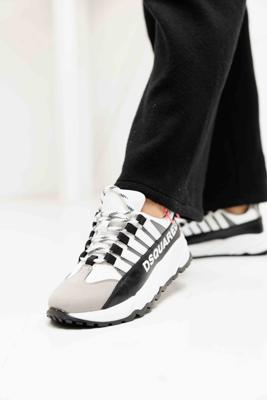 Dsquared2 80197 01 Sneakers Dames Wit/Zwart - Maat 38 - Kleur: WitZwartGrijs | Soccerfanshop