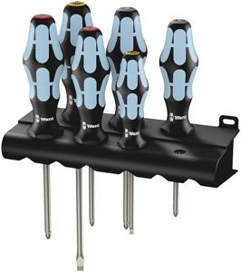 Wera 3334/3350/3355/6 Schroevendraaier-set, RVS + houder, 6-delig schroevendraaier