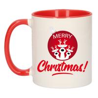 Kerst thema Koffiemok - Rendieren - 300 ml - keramiek - kerstcadeau - kerstmis