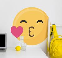 Tienerkamer muursticker kus emoticon