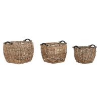 Mandenset DKD Home Decor Hout Koloniaal Vezel (46 x 46 x 40 cm)