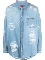 424 chemise en jean à effet usé - Bleu - thumbnail