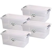 Urban Living Opberg box - 4x - 8,5 liter - 35 x 23 x 15 cm - met deksel en clips - waterdicht