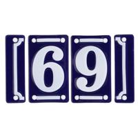 Best for Boots huisnummer 69 - met sierrand - Oudhollands - emaille - blauw/wit