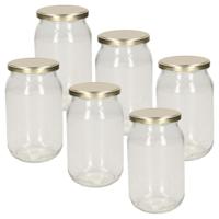 Weckpot - 6x stuks - 900 ml - inmaakpot met schroefdeksel - glas - D13 x H18 cm