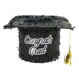 Pinata van papier - Geslaagd/graduation hoedje thema - 28 x 29 x 15 cm - Geslaagd/Diploma gehaald   -