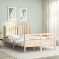 Bedframe met hoofdbord massief hout 140x190 cm