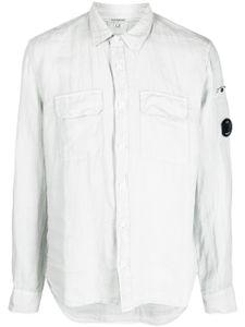 C.P. Company chemise en lin à patch logo - Gris