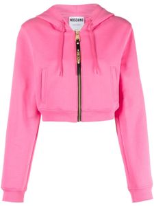 Moschino logo-lettering cropped hoodie - Rose