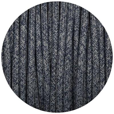 Strijkijzersnoer denim rond stoffen snoer blauw per meter