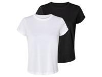 esmara 2 dames-T-shirts (M (40/42), Zwart/wit)