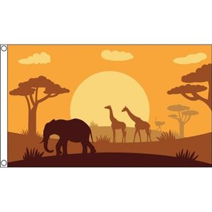 Safari dieren thema Africa vlag 90 x 150 cm