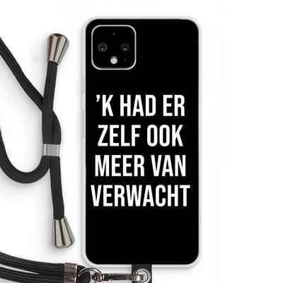 Meer verwacht - Zwart: Pixel 4 Transparant Hoesje met koord