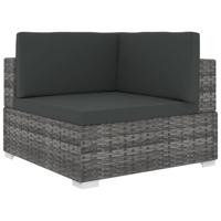 Hoekbank 1 st met kussens poly rattan grijs