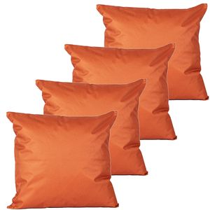 Buitenkussens - 4x - oranje - 60 x 60 cm - binnen/buiten