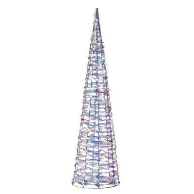 LED kegel kerstboom lamp - zilver parelmoer - 40 leds wit - D18 x H80 - timer