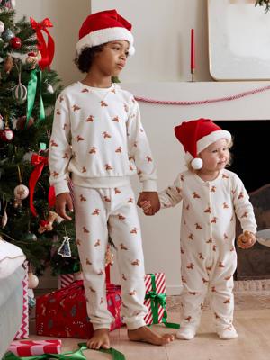 Gemengde set pyjama muts fluweel capsule kerst ecru Gemengde set pyjama muts fluweel capsule kerst ecru