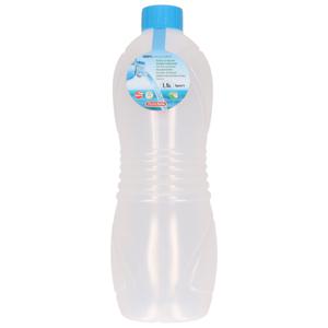 Drinkfles/waterfles/bidon - 1500 ml - transparant/blauwe dop - kunststof