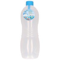 Drinkfles/waterfles/bidon - 1500 ml - transparant/blauwe dop - kunststof