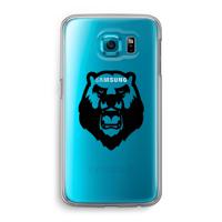 Angry Bear (black): Samsung Galaxy S6 Transparant Hoesje - thumbnail