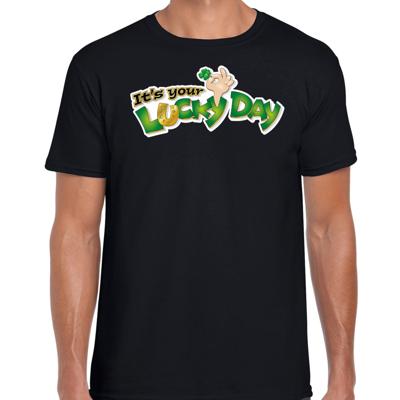 St. Patricks day t-shirt - zwart - voor heren - Its your lucky day - Ierse feest kleding