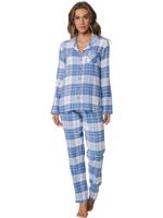 Dames pyjama Flanel - Ligt Blue - 100% katoenen pyjama met knoopsluiting en lange mouwen Dames pyjama Flanel - Ligt Blue - 100% katoenen pyjama met knoopsluiting en lange mouwen