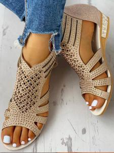 Plain Summer Synthetic Leather Slide Sandals