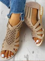 Plain Summer Synthetic Leather Slide Sandals