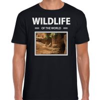 Stokstaartje t-shirt met dieren foto wildlife of the world zwart voor heren - thumbnail