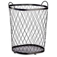 Giftdecor Draadmand - 46x31x55 cm - zwart - metaal - opbergmand / wasmand - ovaal