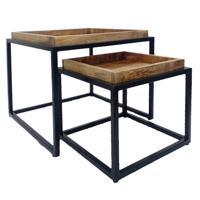 David - couchtisch - zwart - gerecycled hout en metaal - 54/45x46/38 cm