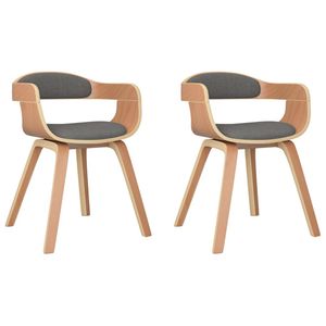 The Living Store Eetstoelen - Set van 2 - Lichtgrijs - Stof - 49 x 51 x 70 cm