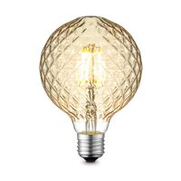 Edison Vintage E27 LED filament lichtbron Globe | G95 Deco | Retro LED lamp | 9.5/9.5/13.5cm | Amber | geschikt voor E27 fitting | Dimbaar | 4W 330lm 2700K | warm wit licht