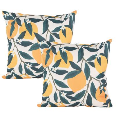 Buitenkussen citroenen - 2x - geel/groen - 60 x 60 cm - Water en UV bestendig - kussens voor buiten Buitenkussen citroenen - 2x - geel/groen - 60 x 60 cm - Water en UV bestendig - kussens voor buiten