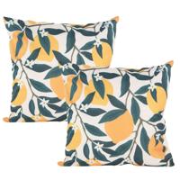 Buitenkussen citroenen - 2x - geel/groen - 60 x 60 cm - Water en UV bestendig - kussens voor buiten