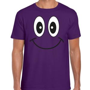 Verkleed T-shirt voor heren - Smile Emoticon - paars - carnaval - feestkleding