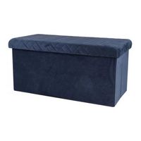 Hocker bank - poef XXL - opbergbox - donkerblauw - polyester/mdf - 76 x 38 x 38 cm - opvouwbaar - thumbnail