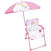 FUN HOUSE Unicorn Camping klapstoel met parasol - H.38.5 x B.38.5 x D.37.5 cm + parasol ø 65 cm - Voor kinderen