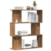 Boekenkast 80x24x96 cm bewerkt hout artisanaal eikenkleur