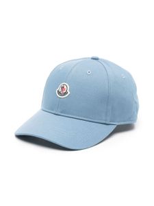 Moncler Enfant casquette en coton à patch logo - Bleu