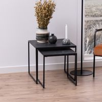 Bendt Bijzettafel 'Anker' Set van 2 stuks, Marmerlook, kleur zwart