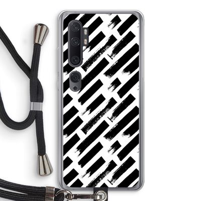 Zwarte vegen: Xiaomi Mi Note 10 Transparant Hoesje met koord