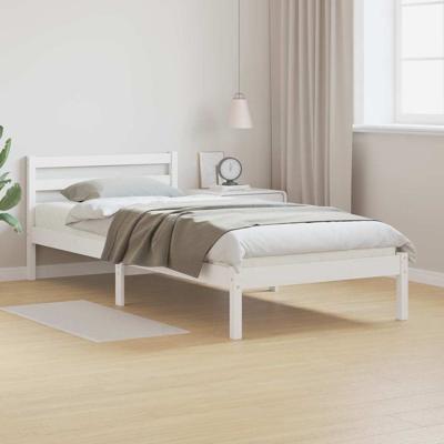 Bedframe met hoofdeinde Wit 220 x 100 cm Massief grenenhout