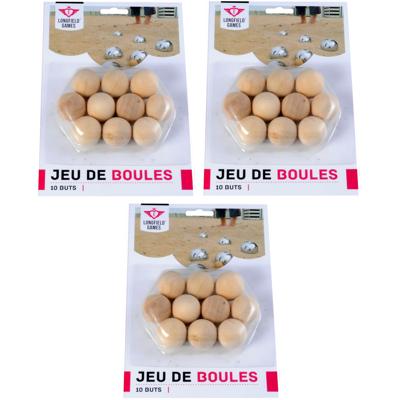 Longfield Games Jeu de Boules buts - 30x - blank hout - 30 mm - markeringsballetjes
