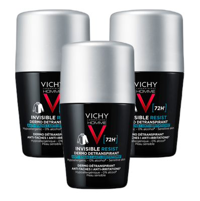 Vichy Homme 72H Invisible Resist Detranspirant 0% Alcohol Multiverpakking