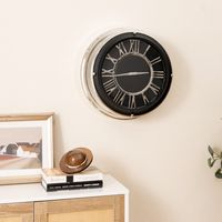 45 cm Stille Wandklok Zilveren Frame Zilveren Romeinse Cijfers Glazen Kap Grote Moderne Decoratieve Wandklok voor Thuis Kantoor