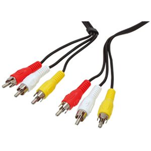 Valueline 1.50m 3x RCA, M - M composiet videokabels 1,5 m 3 x RCA Zwart