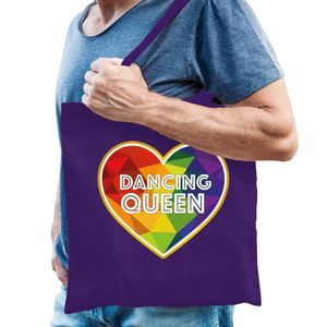 Gay Pride tas - dancing queen - katoen - 42 x 38 cm - paars - LHBTI